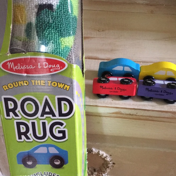 Melissa & Doug road rug with the 4 vehicles - Picture 4 of 6